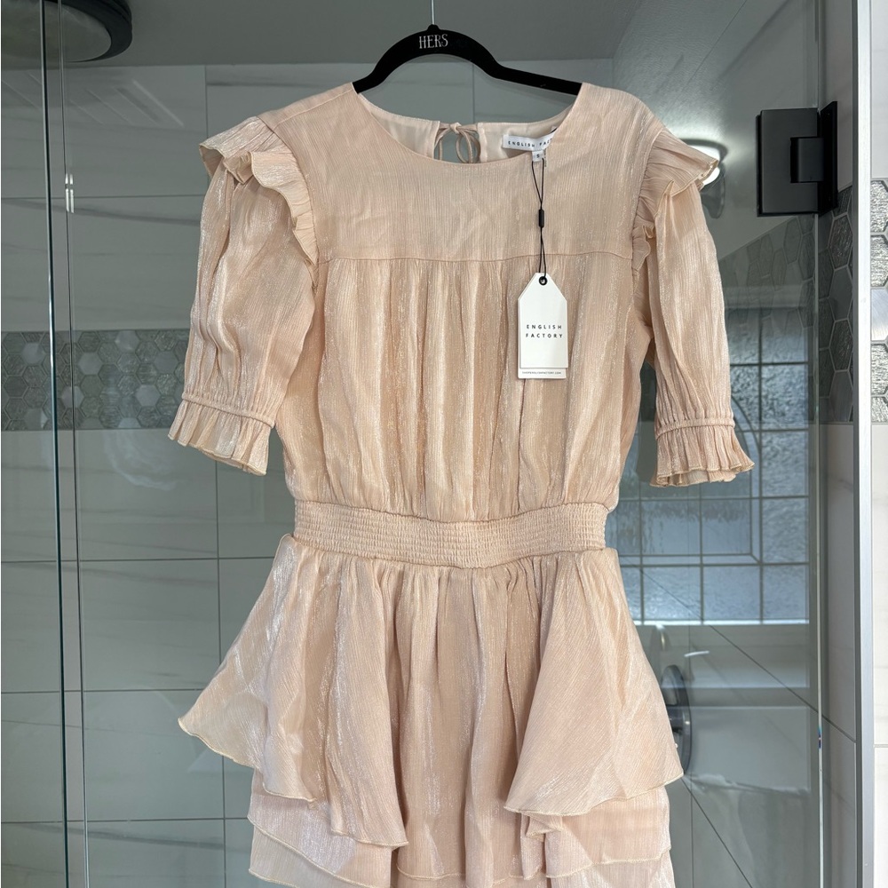 English Factory peach ruffle romper